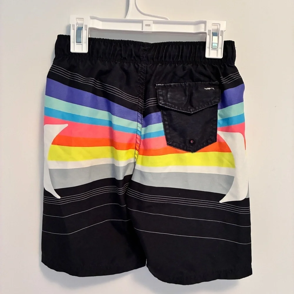 Hurley Boy's Floral/ Stripe Printed Board Shorts Swim Trunks Set of 2 Size S